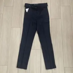 ZARA ザラ　パンツ　ベルト付き　ネイビー　 リネン混