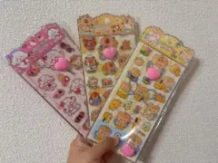 シールセット　可愛いプニプニシール　3枚セット　ハートプニプニシール