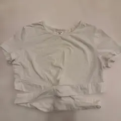 SHEIN ホワイト クロップド丈 Tシャツ へそ出し ショート丈 ダンスのサムネイル