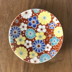 九谷焼　新品　梅菊　縁起豆皿　小皿　2枚　青郊窯