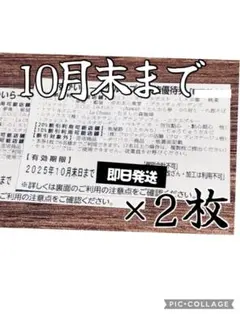 すかいらーくグループ 25％優待券 10月末 ２枚セット 割引 ネコポス
