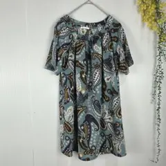 CINEMACLUB カットソー　チュニック　ペイズリー　パッチワーク　リメイク