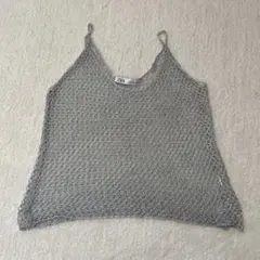 ✴︎値下げ中✴︎ ZARA メッシュニットトップス　メタリックシルバー　S