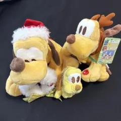 ディズニー　プルートぬいぐるみ3体　マスコットキーホルダー、ぬいぐるみ平成レトロ ディズニー プルートぬいぐるみ3体 マスコットキーホルダー