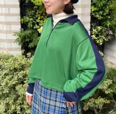 BEAMS BOY / ラインディテール ハーフジップ プルオーバー