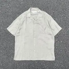 90s PERRY ELLIS 開襟ボックスシルクシャツ 光沢 ベージュ Mのサムネイル