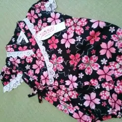 ★８０サイズ★新品★未使用★タグつき★桜柄レースロンパース★甚平風★