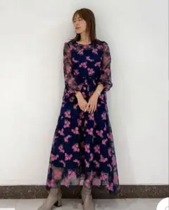 美品✴︎グレースコンチネンタル フラワーフロッキープリント 