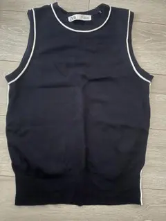 ZARA ノースリーブニット トップス ネイビー