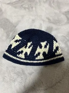 クロシェハット　クラッシャーハット　バケットハット　アイアンクロス模様編み