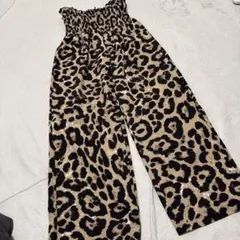 ヒョウ柄 ゴムウエスト ワイドパンツ