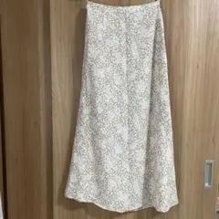 花柄 フレアロングスカート ベージュ系
