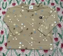 ベビー長袖tシャツ チャンピオン　ベージュ　90サイズ　ペイント柄　バースデイ