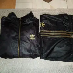 adidas ジャージ 上下セット ブラック ゴールド