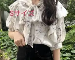 GRL花柄ボウタイリボンブラウス白アイボリーS シャツ INGNI推し活現場