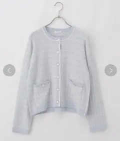 カーディガン　レディース　薄手　ツイード風　ポケット付き