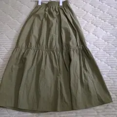 【GRL】ギャザーリボンロングフレアスカート S ゴム