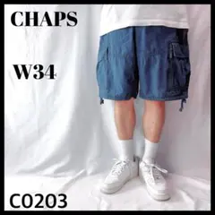 CHAPS チャップス ミリタリー カーゴショーツ ハーフパンツ W34 紺のサムネイル