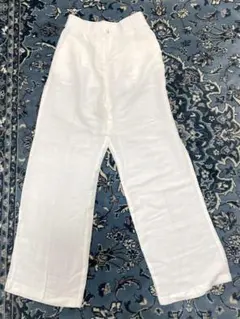 H&M ホワイト　ワイドパンツ　ハイウエスト