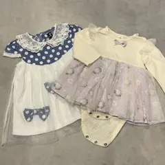 【まとめ売り】ベビー服 女の子 70-80 ロンパース＆ワンピース 2点セット