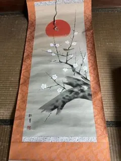 掛け軸 朝顔と鮎 日本画 秀峰 朝顔 鮎 絹本 夏 夏掛け軸 - メルカリ