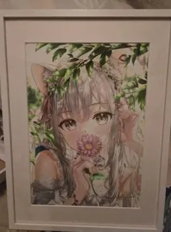 イヂチアキコ 「セイジャ」 (蝶と女性の日本画（青色）) - メルカリ
