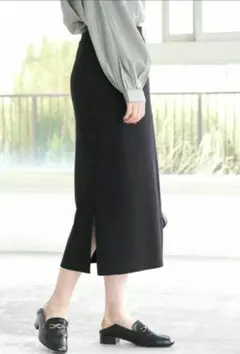 【美品】ロペピクニック リブ ニットタイトスカート 黒 ブラック