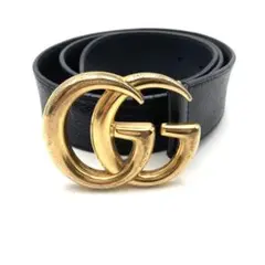 グッチ GGマーモント ダブルG ベルト 90-36 黒 ゴールド金具 | Mercari