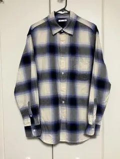 GU フランネルシャツ チェック1 ブルー