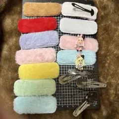 DIYヘアピンパーツ ファー 詰め合わせ カバー＋金具セット50ペア（100個）