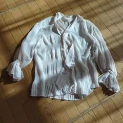 薄いピンク シフォンブラウス 長袖