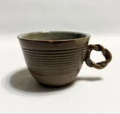 流れる様な釉薬が綺麗なコーヒーカップ 陶芸 益子焼 作家物