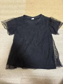 ブラック 総レースTシャツ 95