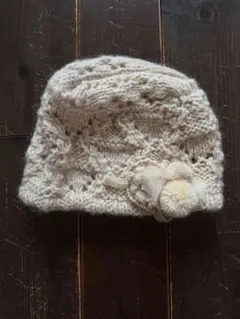 Pozzyrap ニット ベレー帽 ベージュ　ポンポン付き　ポジーラップ