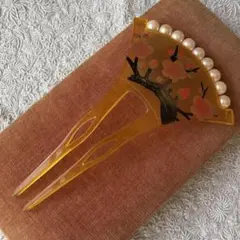 アンティーク 簪 バチ簪 パール 梅