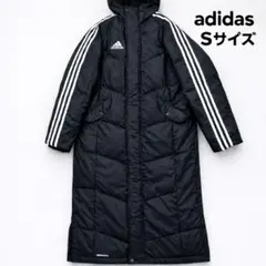 adidas ロング中綿コート 黒 S 防寒 ベンチコート