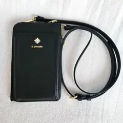 美品完売品　サマンサタバサ &chouette スマホショルダー ビジュー付　黒