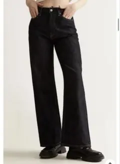 ハイウエストデニムパンツ　ジーンズ　ネイビー W25