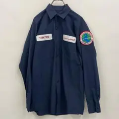 古着 RED KAP ロッキードマーティン 長袖ワークシャツ 企業ワッペン S