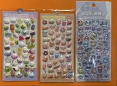 かわいい立体シールセット 3シート　ぷくぷくシール
