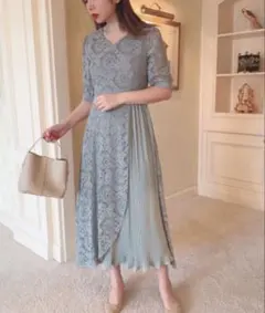 結婚式ドレス　お呼ばれドレス　パーティードレス　フォーマル　コンビワンピース