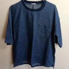 GUダークブルー 半袖シャツ ポケット付き