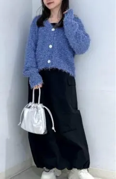 【送料無料】LOWRYSFARM ラメシャギーカーディガン　ショート