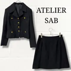 ATELIER SAB 日本製 金ボタン ダブルブレスト スカートスーツ 黒のサムネイル