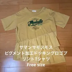 サマンサモスモス ピグメント加工ドッキングロゴプリントTシャツ