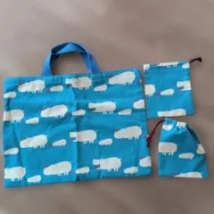 かばデザイン ハンドメイド　手提げバッグと小袋セット