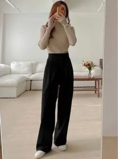 センタープレスストレートパンツ[ai07] ブラック