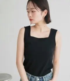 に*ん様 アンティカ 前後2WAY リブタンクトップ Lサイズ 黒のサムネイル