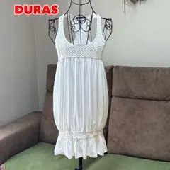 美品 DURAS デュラス クロシェレースバルーンチュニックワンピース 白 Mのサムネイル