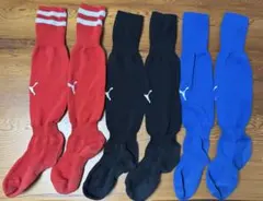 PUMAソックス 3セット ジュニア用 18cm〜20cm サッカー　黒　赤　青